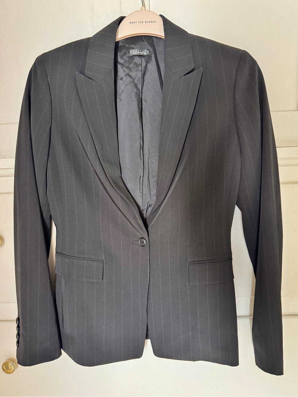 Tahari Black Pinstripe Blazer